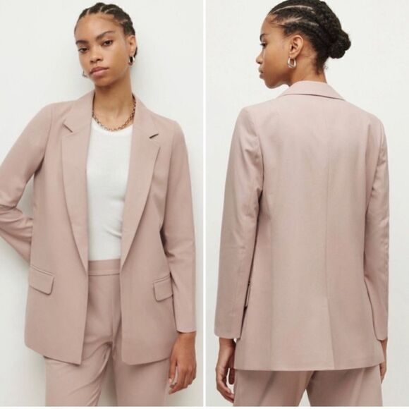 All Saints Aleida Rose Cream Tan Blazer Jacket Nude Oversized Size 2 - Picture 1 of 11